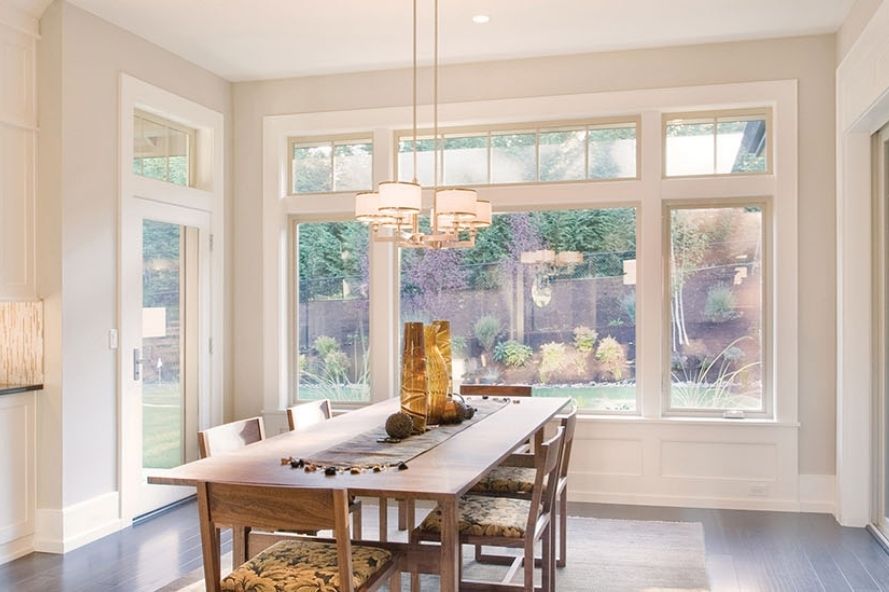 Dining room with casement windows